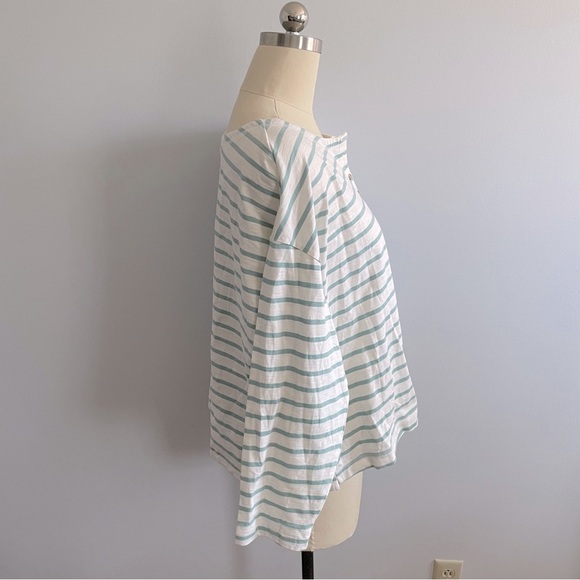 Old Navy Cropped Loose Mariner-Stripe Long-Sleeve Henley Tee- Jade- Size XXL-NWT - Picture 5 of 10